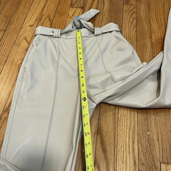 Jonathan Simkhai NWT Pauline Vegan Leather Belted Crop Pant in Moonstone Size 0 - Picture 10 of 12